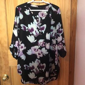 Black with light purple/ light blue flowers